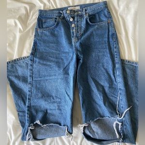 Top shop Women’s High-Waisted Wide Leg Distressed Jeans